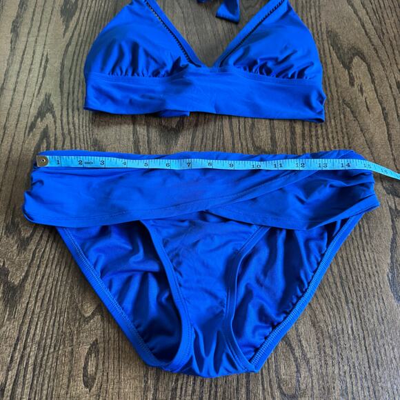 Bleu Rod Beattie Royal Blue Bikini 2PC Set Size 8 Halter Top Hipster Swim Suit - Picture 4 of 9